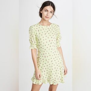 FAITHFULL THE BRAND Florence floral luda lime mini dress. Size small/US 4.